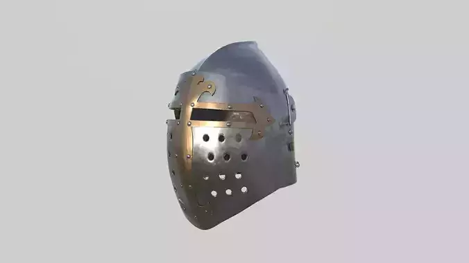 Medieval Templar Helmet with visor Low-poly 3D model