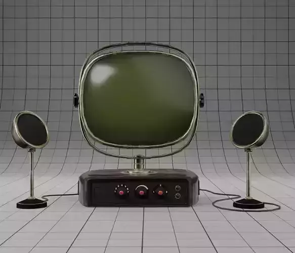 Stylized Vintage TV set with Speakers