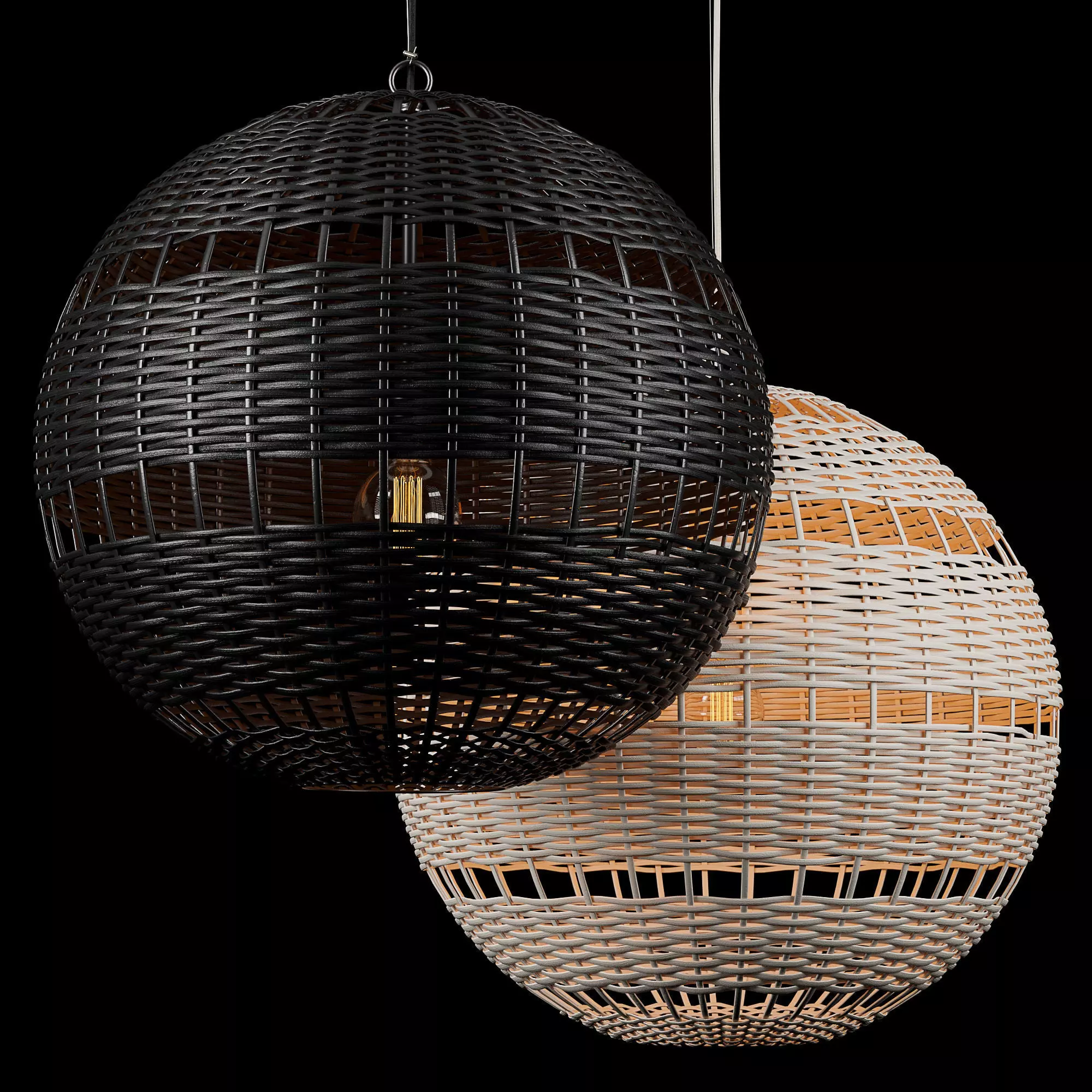RH Montauk rattan round pendant Free 3D model