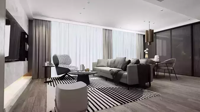 Interior Livingroom 3DMAX 2016 vray file