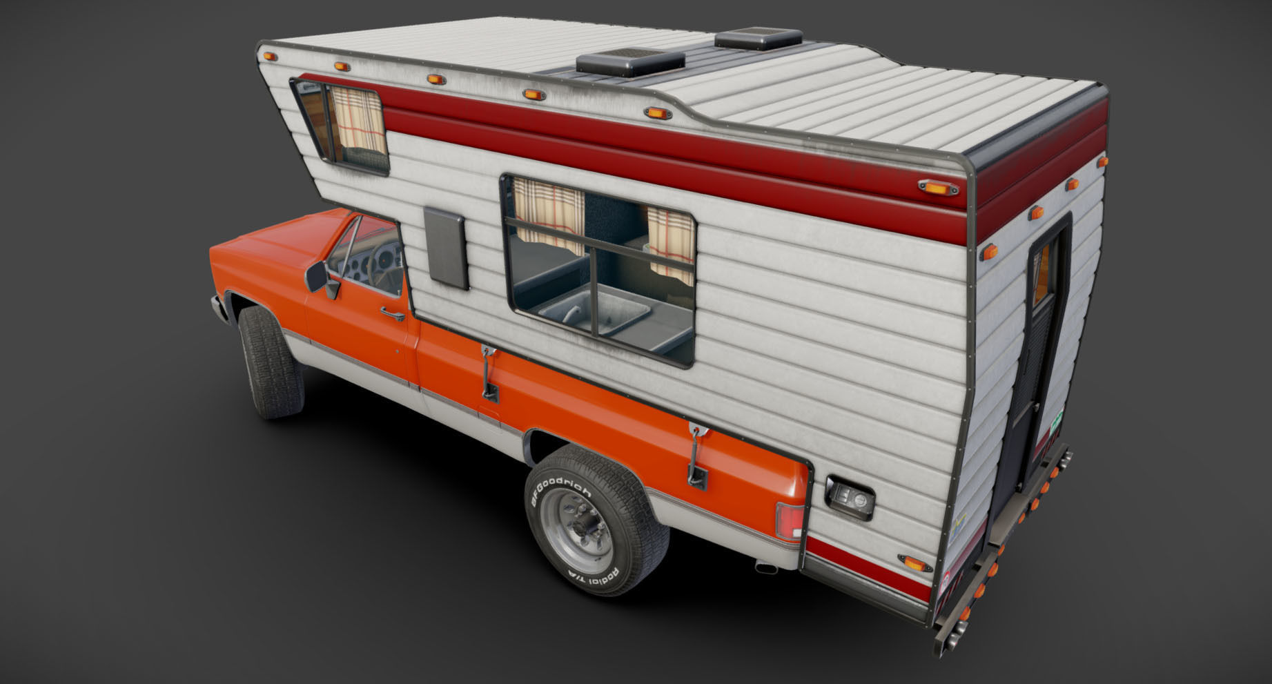 Generic American pickup camper 1982 Low-poly 3D model_16