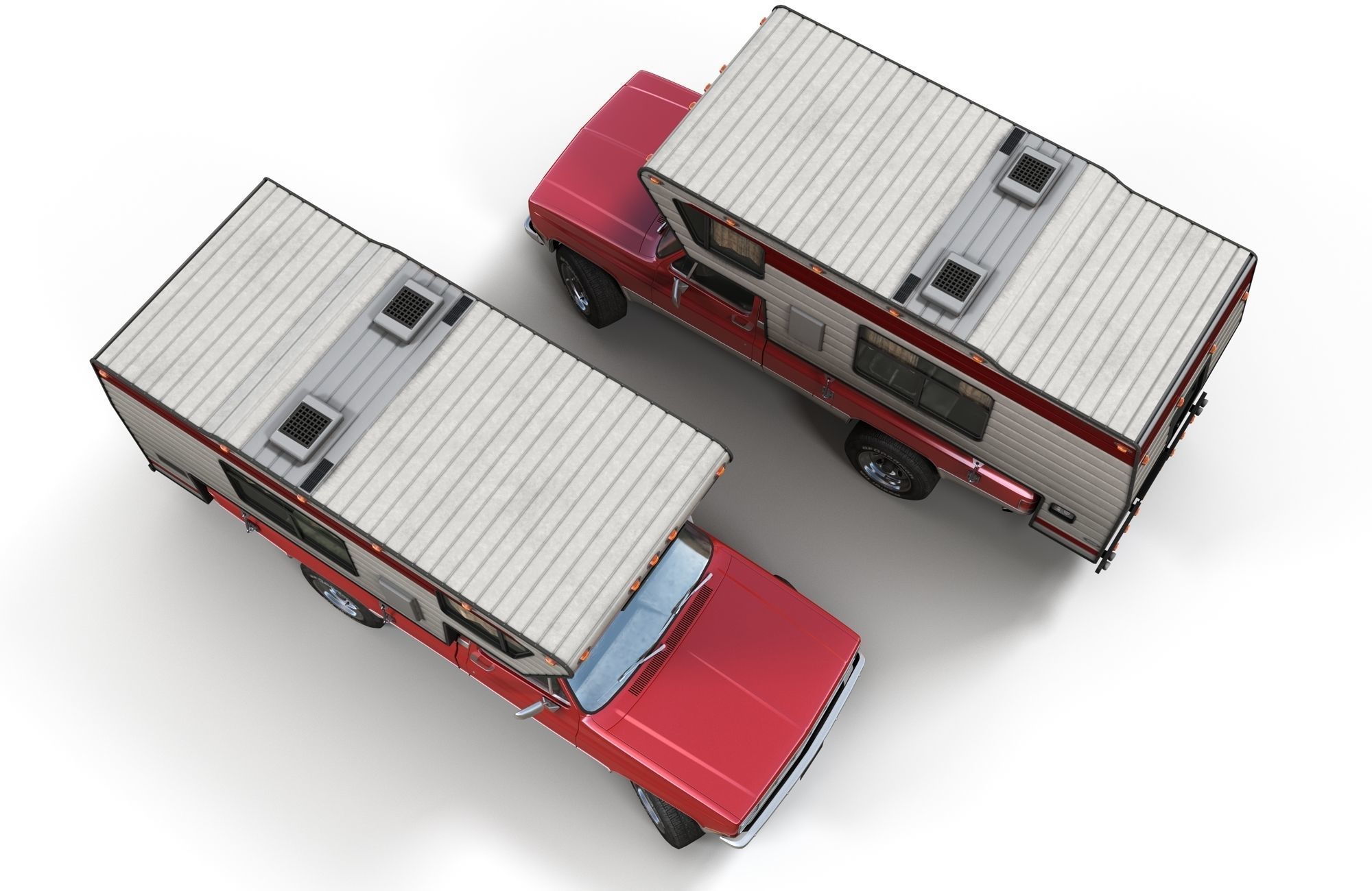 Generic American pickup camper 1982 Low-poly 3D model_6