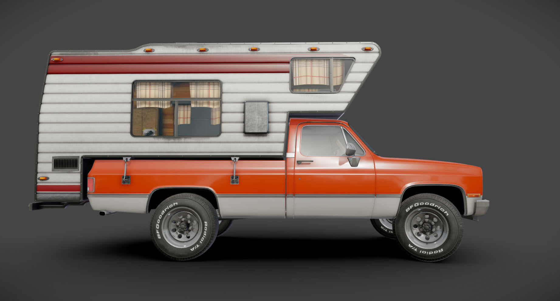 Generic American pickup camper 1982 Low-poly 3D model_14