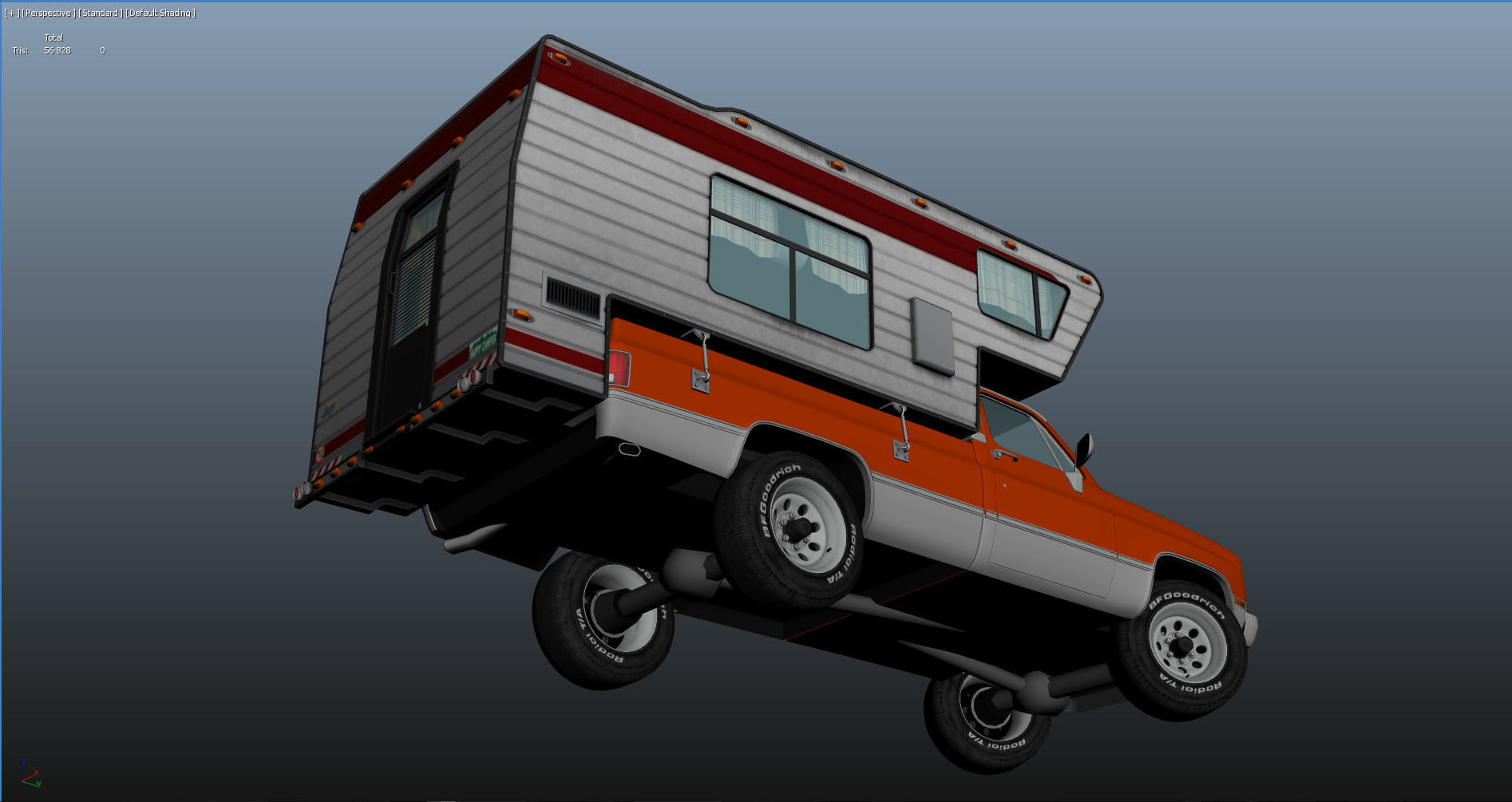 Generic American pickup camper 1982 Low-poly 3D model_21
