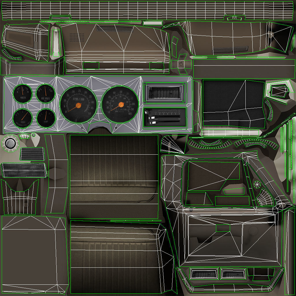 Generic American pickup camper 1982 Low-poly 3D model_22