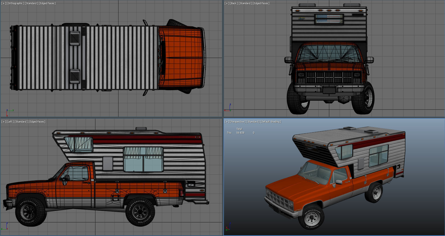 Generic American pickup camper 1982 Low-poly 3D model_19