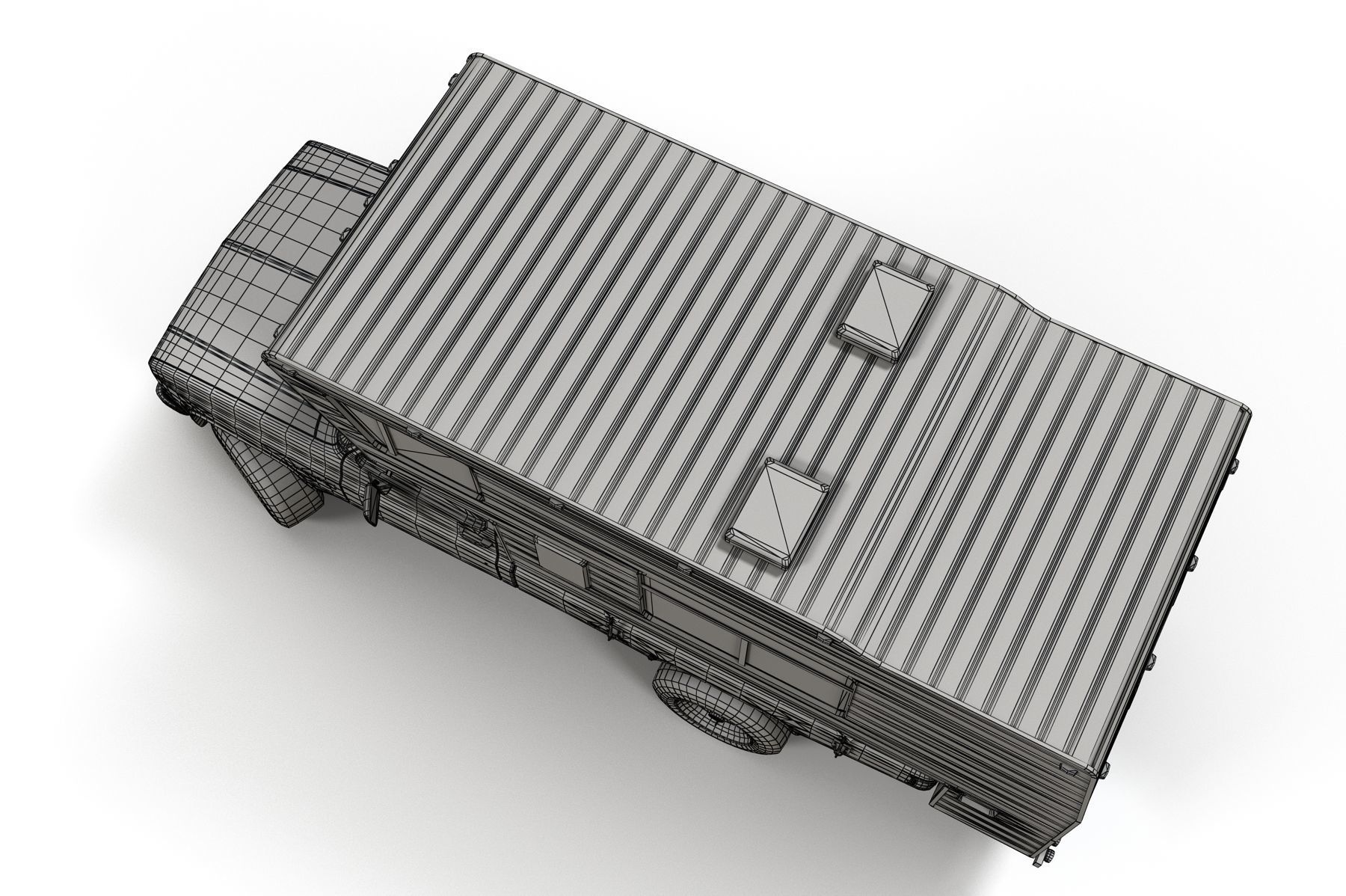 Generic American pickup camper 1982 Low-poly 3D model_10