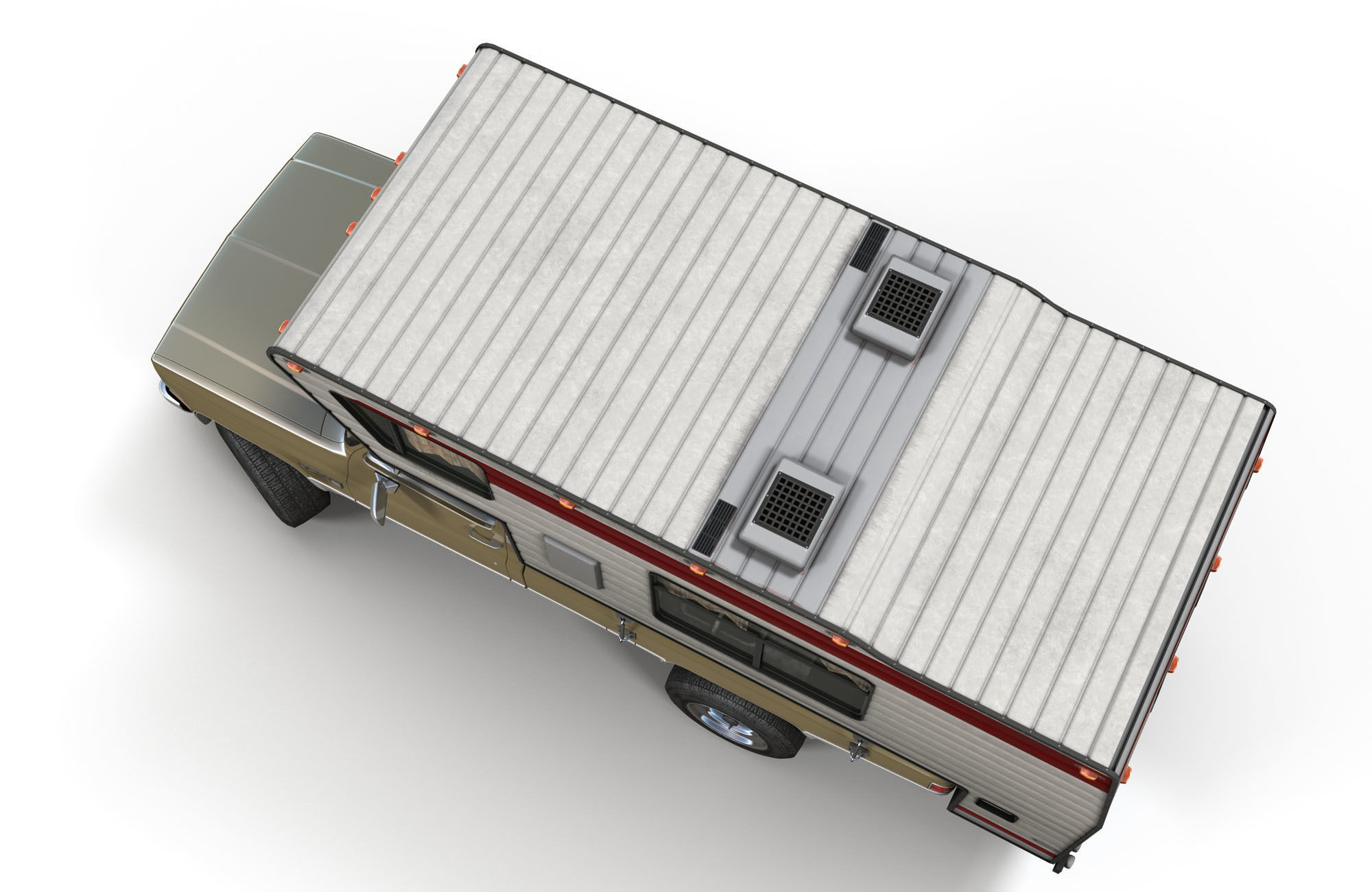 Generic American pickup camper 1982 Low-poly 3D model_3