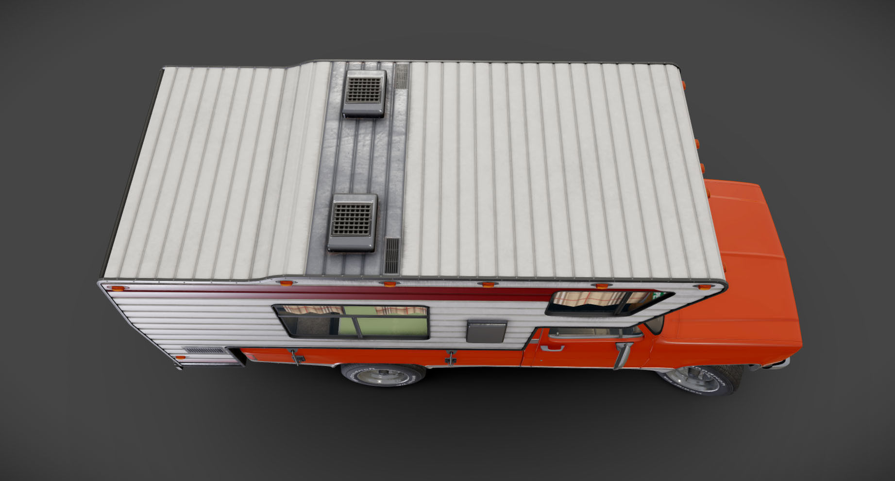 Generic American pickup camper 1982 Low-poly 3D model_17