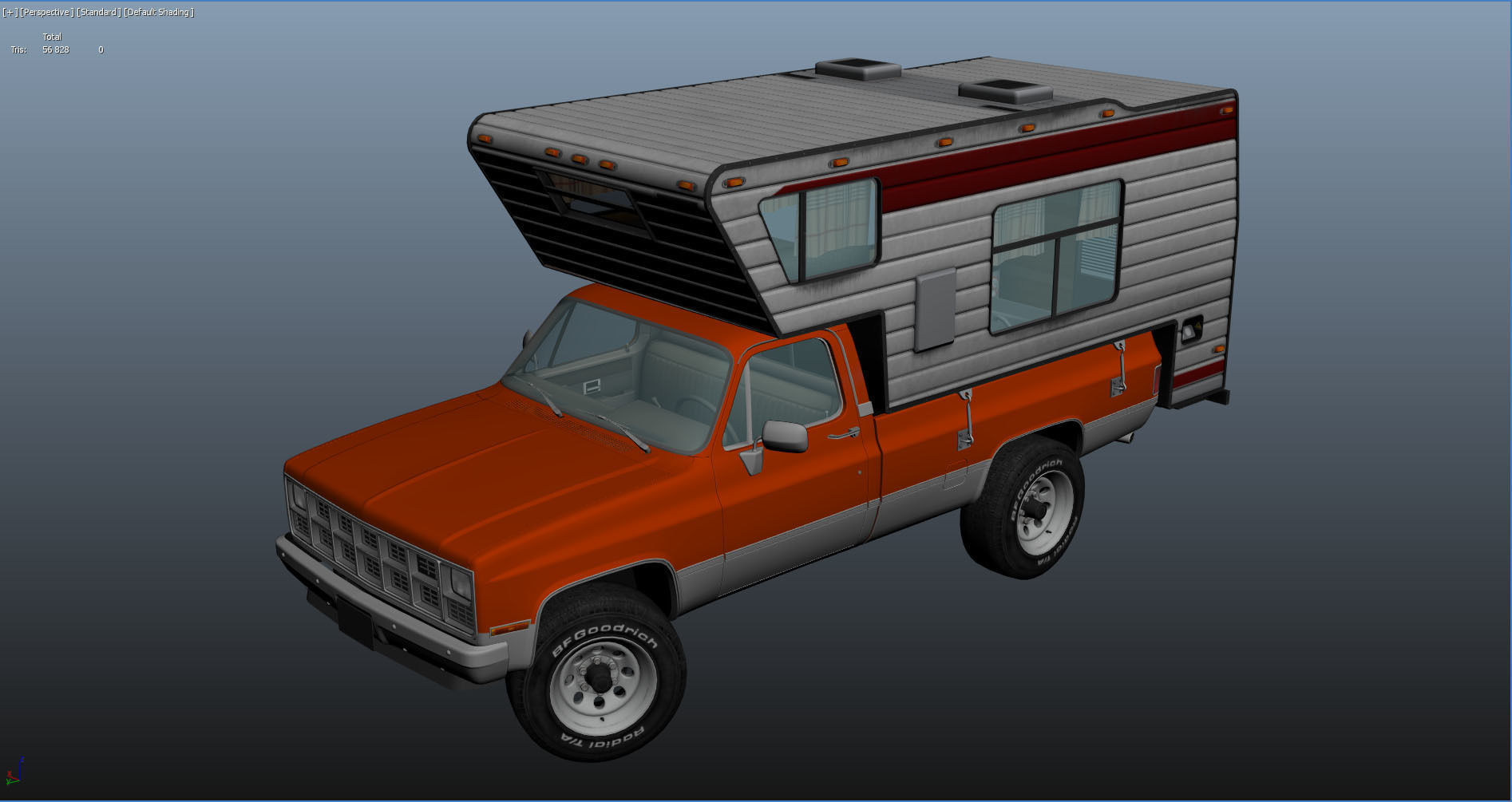 Generic American pickup camper 1982 Low-poly 3D model_18