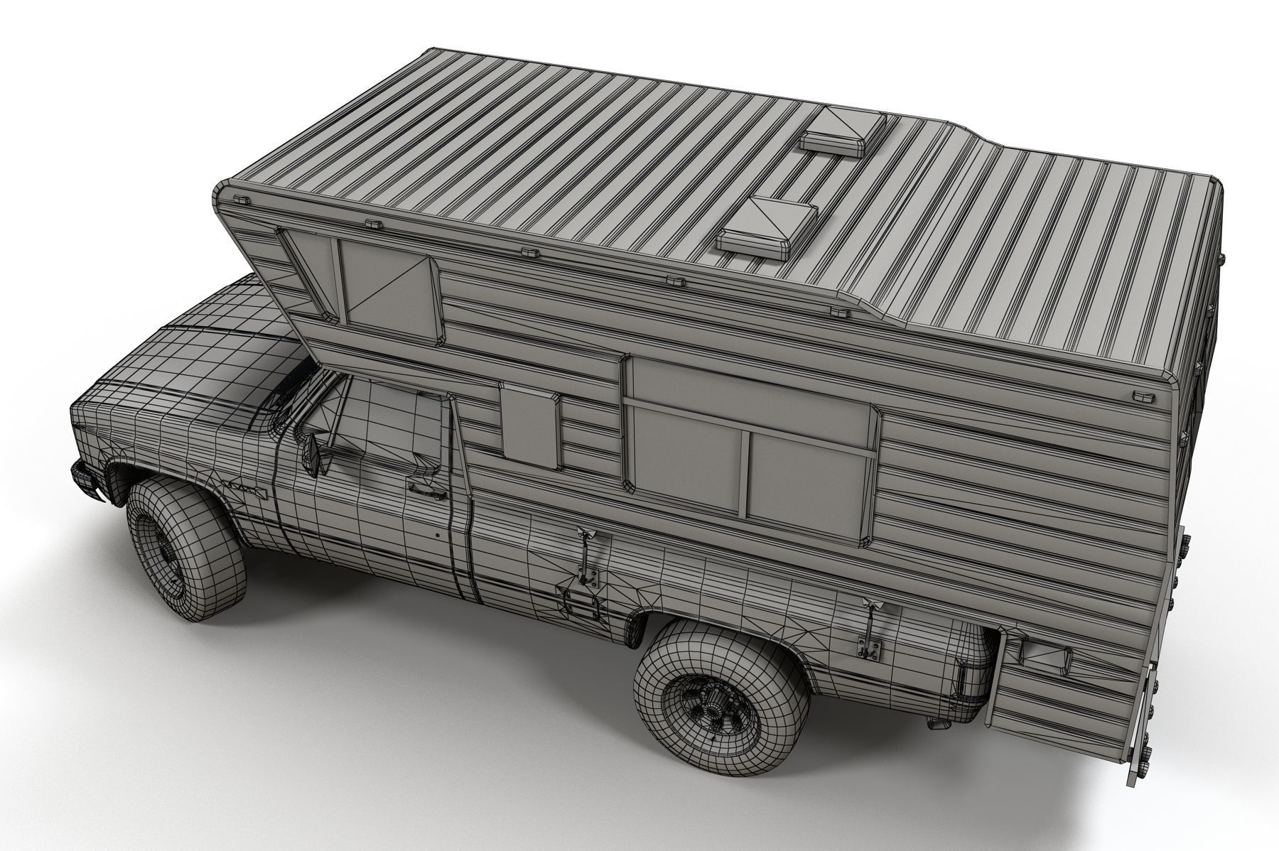 Generic American pickup camper 1982 Low-poly 3D model_11