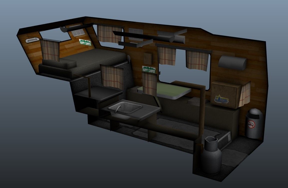 Generic American pickup camper 1982 Low-poly 3D model_29