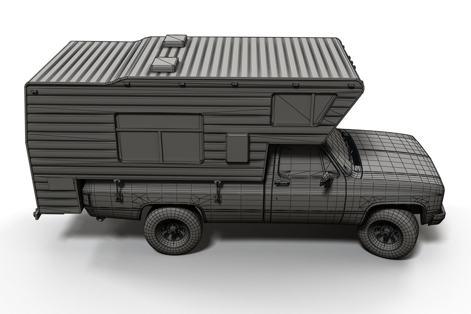 Generic American pickup camper 1982 Low-poly 3D model_8