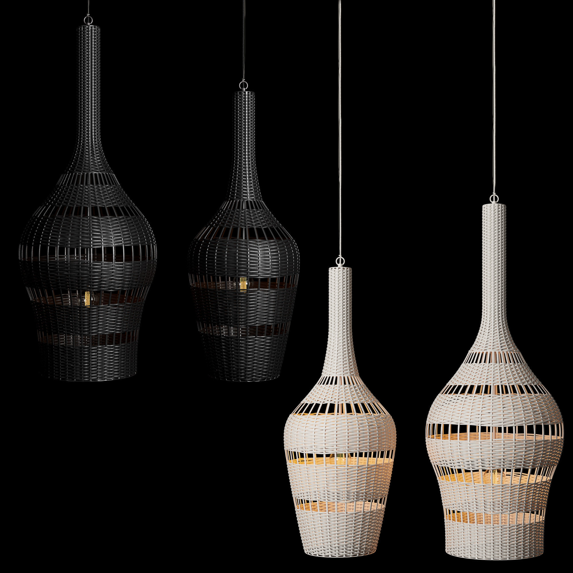 RH Montauk rattan teardrop pendant 3D model_1