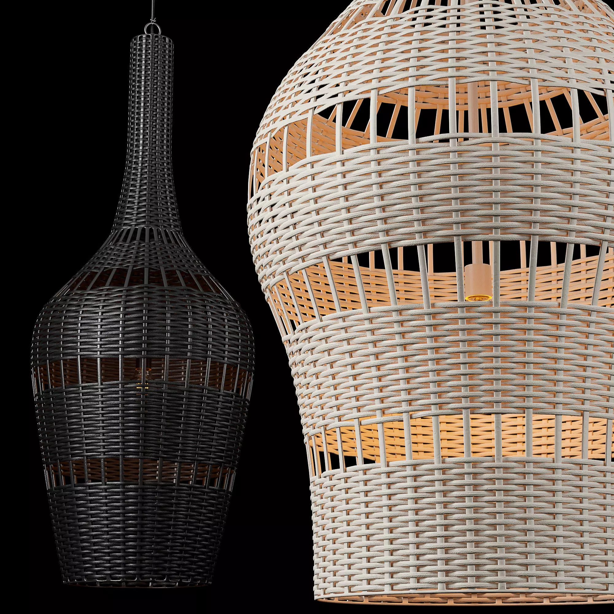RH Montauk rattan teardrop pendant 3D model_0