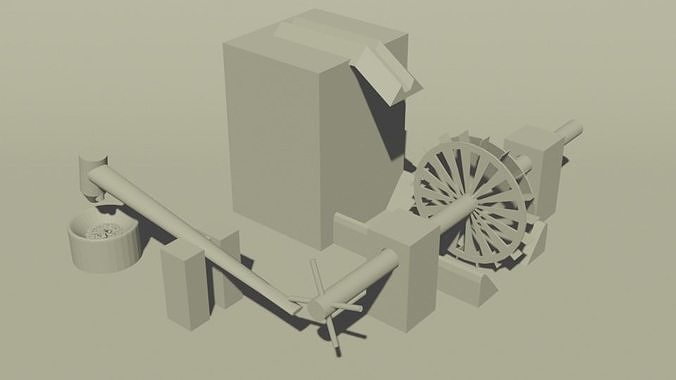 ancient mill -loop animation- Free low-poly 3D model