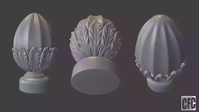 WoodCarving Finial - 3d model for CNC - FinialCFC06 3D print model