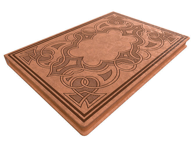 Notebook leather book with ornate design Low-poly 3D model