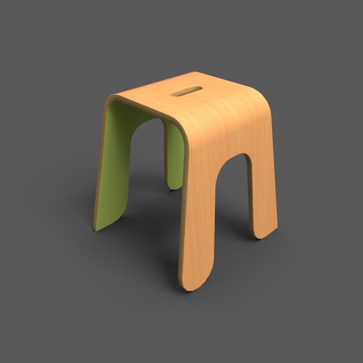 Wooden Stool 26cm Low-poly 3D model_8