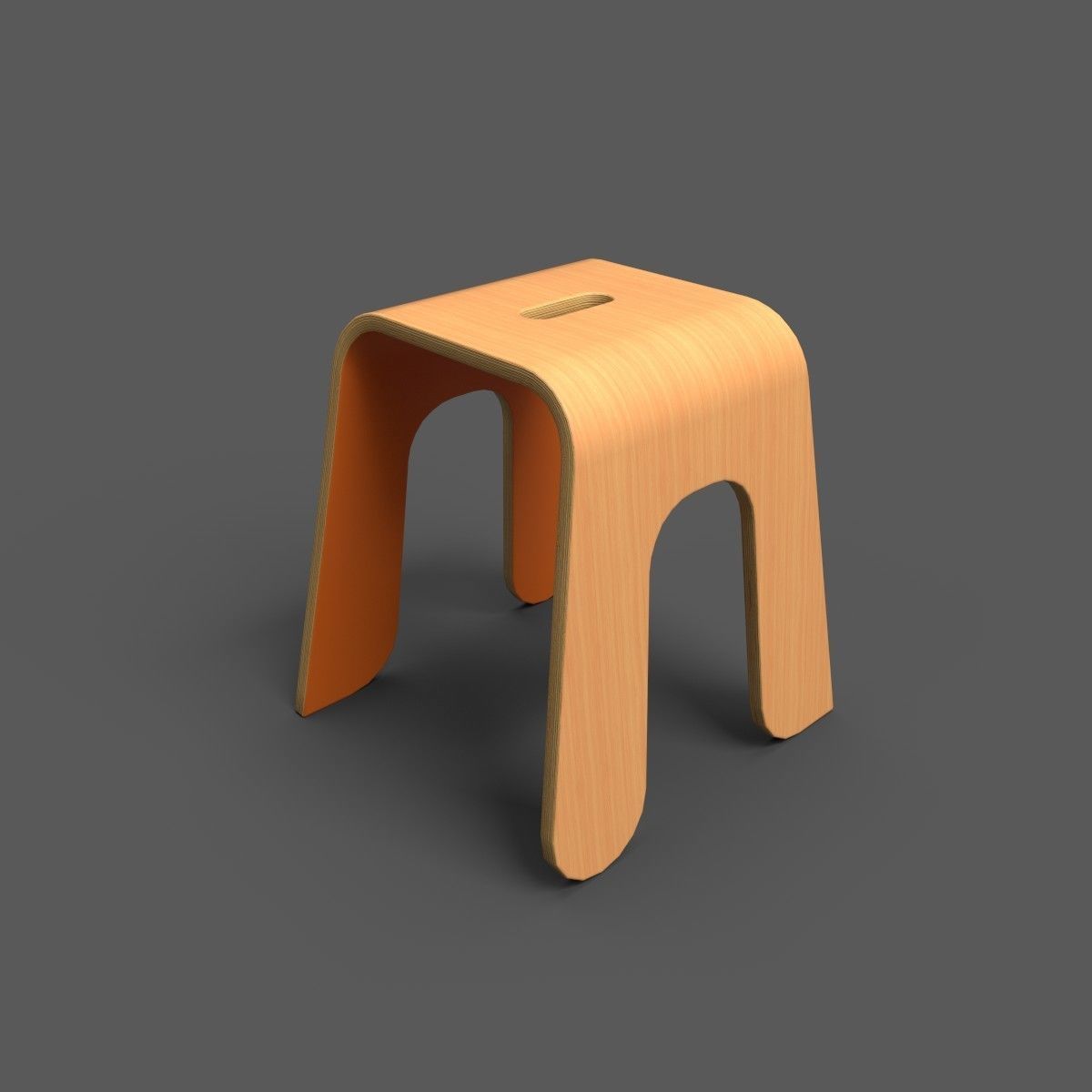 Wooden Stool 26cm Low-poly 3D model_9