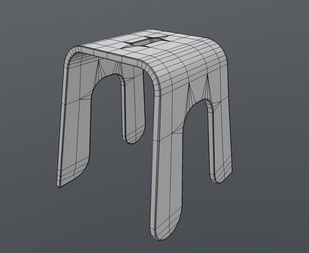 Wooden Stool 26cm Low-poly 3D model_5