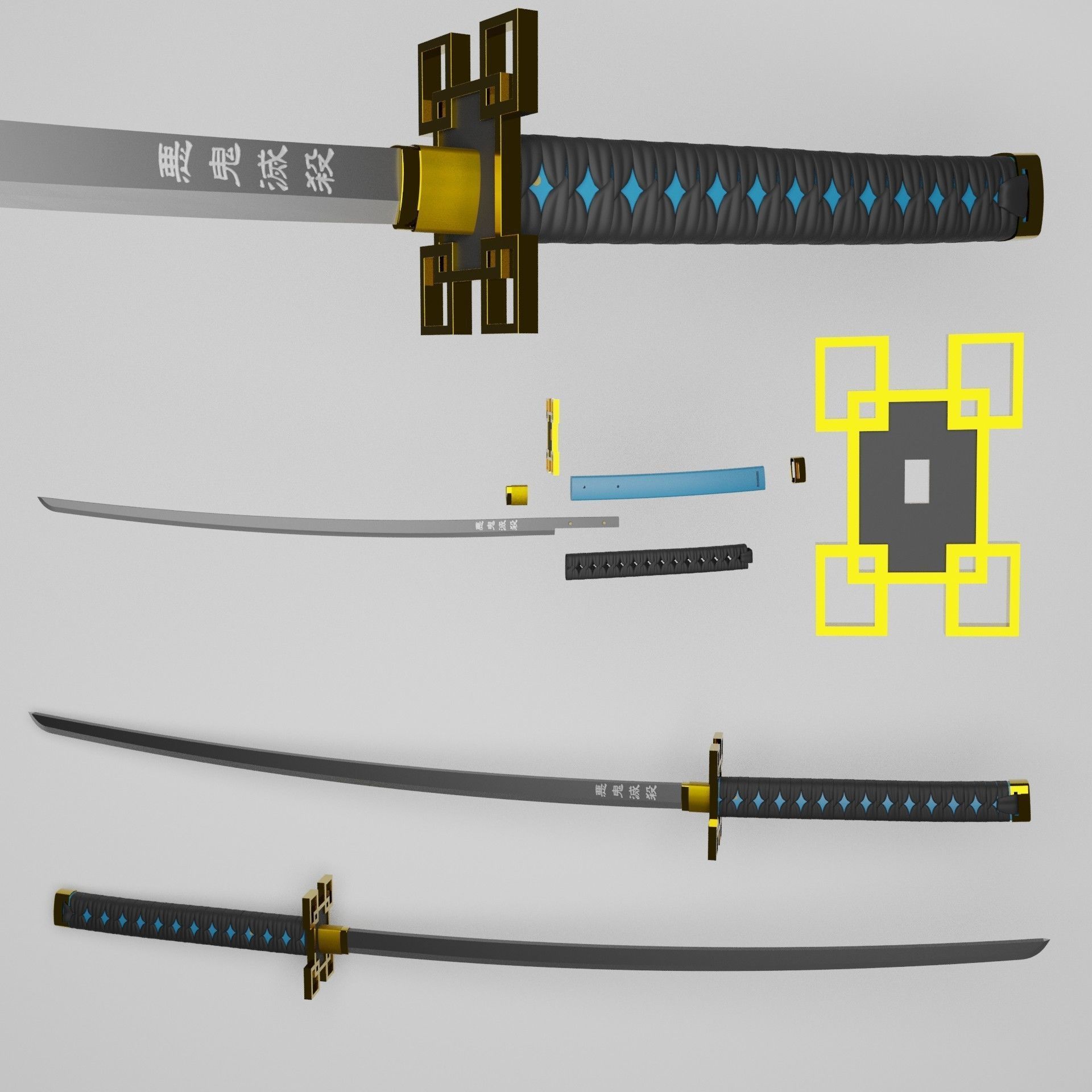 Muichiro Tokito katana for 3d print cosplay from demon slayer 3D print model_2