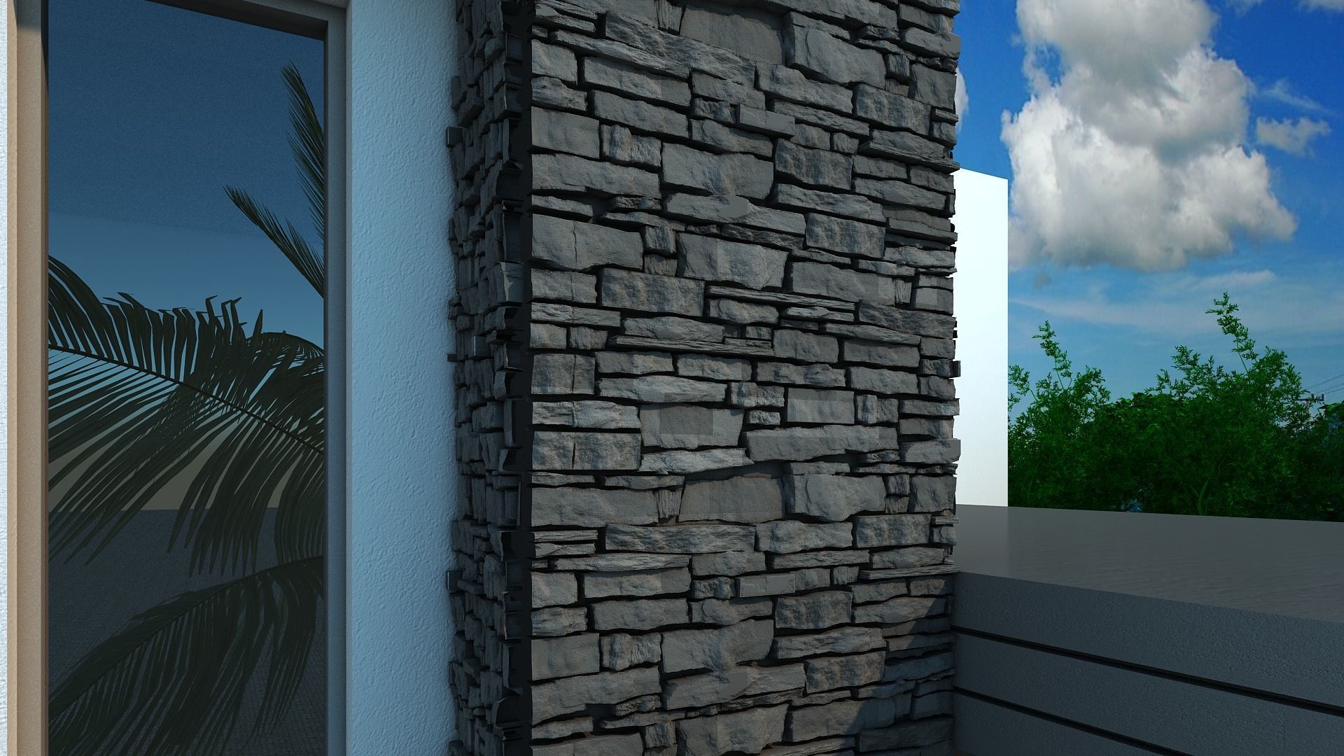 Villa modern house with swimming pool 3D model_10