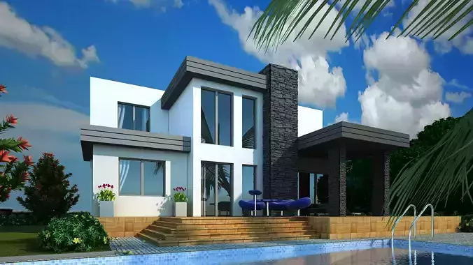Villa modern house with swimming pool