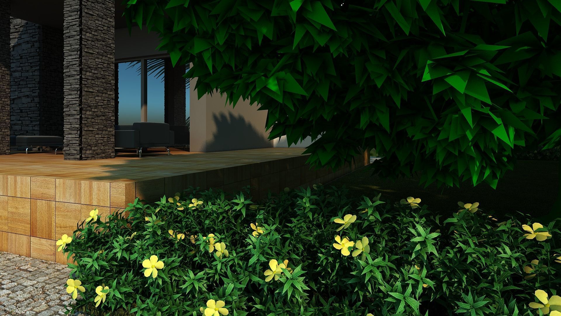 Villa modern house with swimming pool 3D model_13