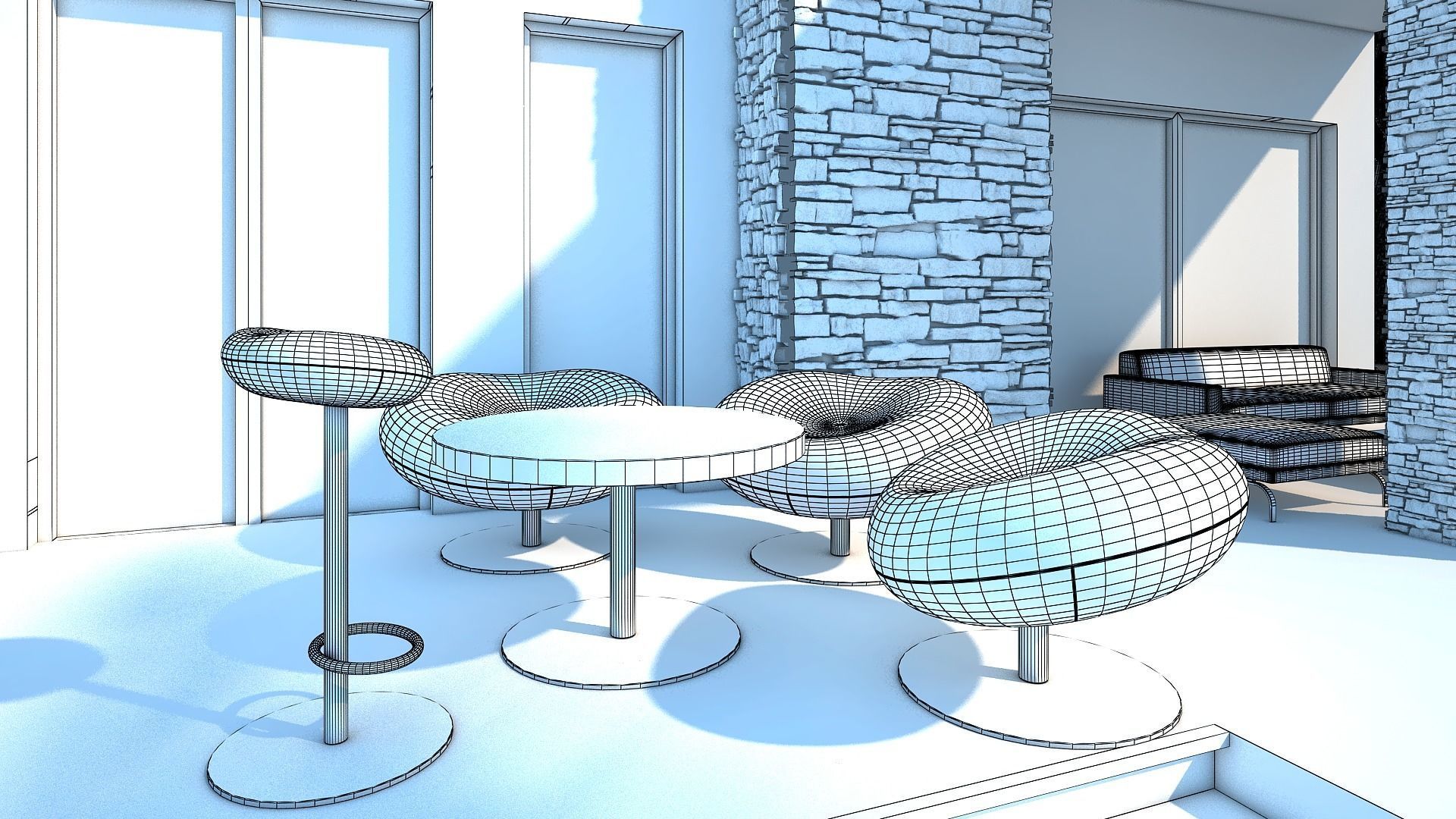 Villa modern house with swimming pool 3D model_15