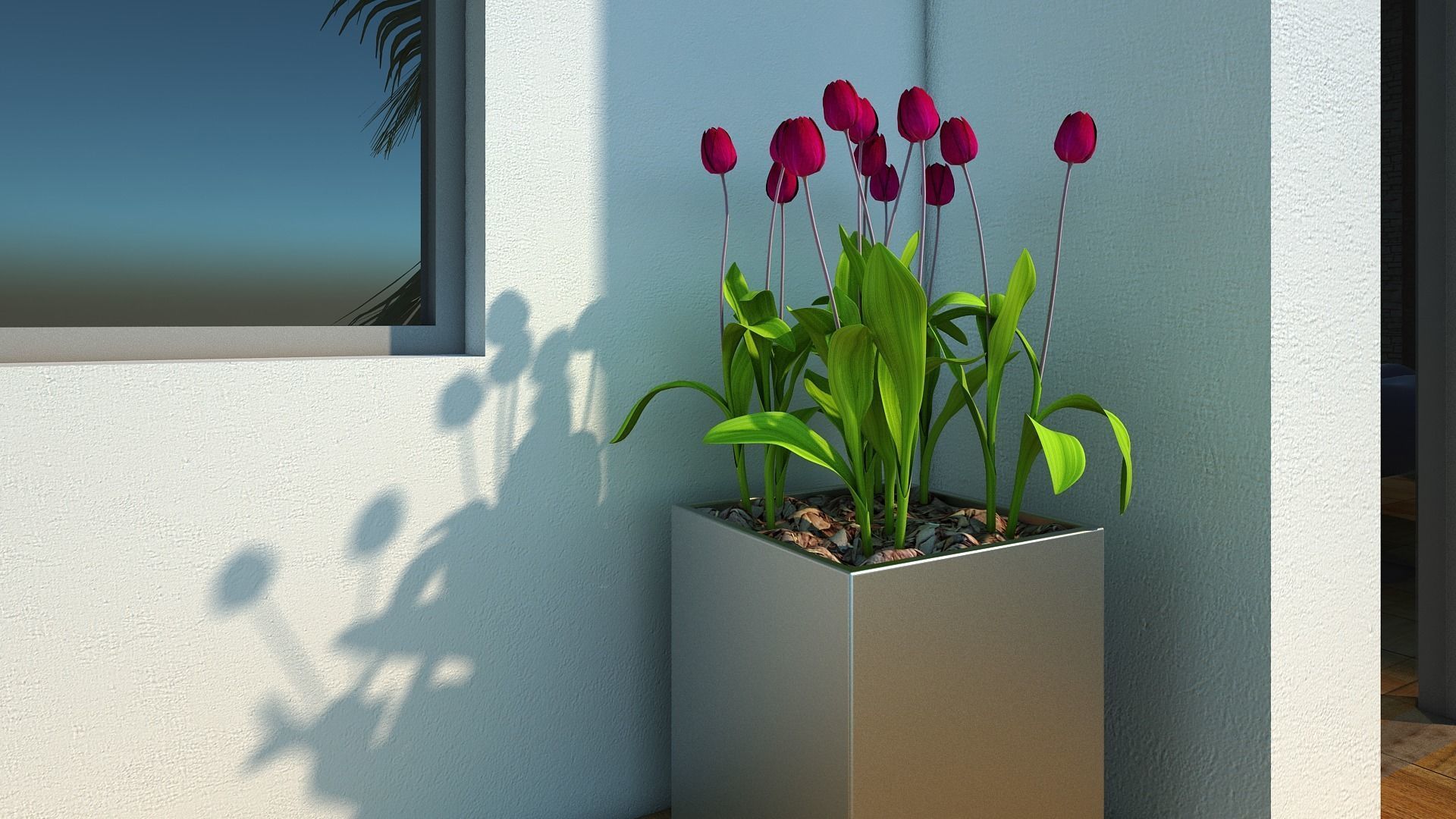 Villa modern house with swimming pool 3D model_4