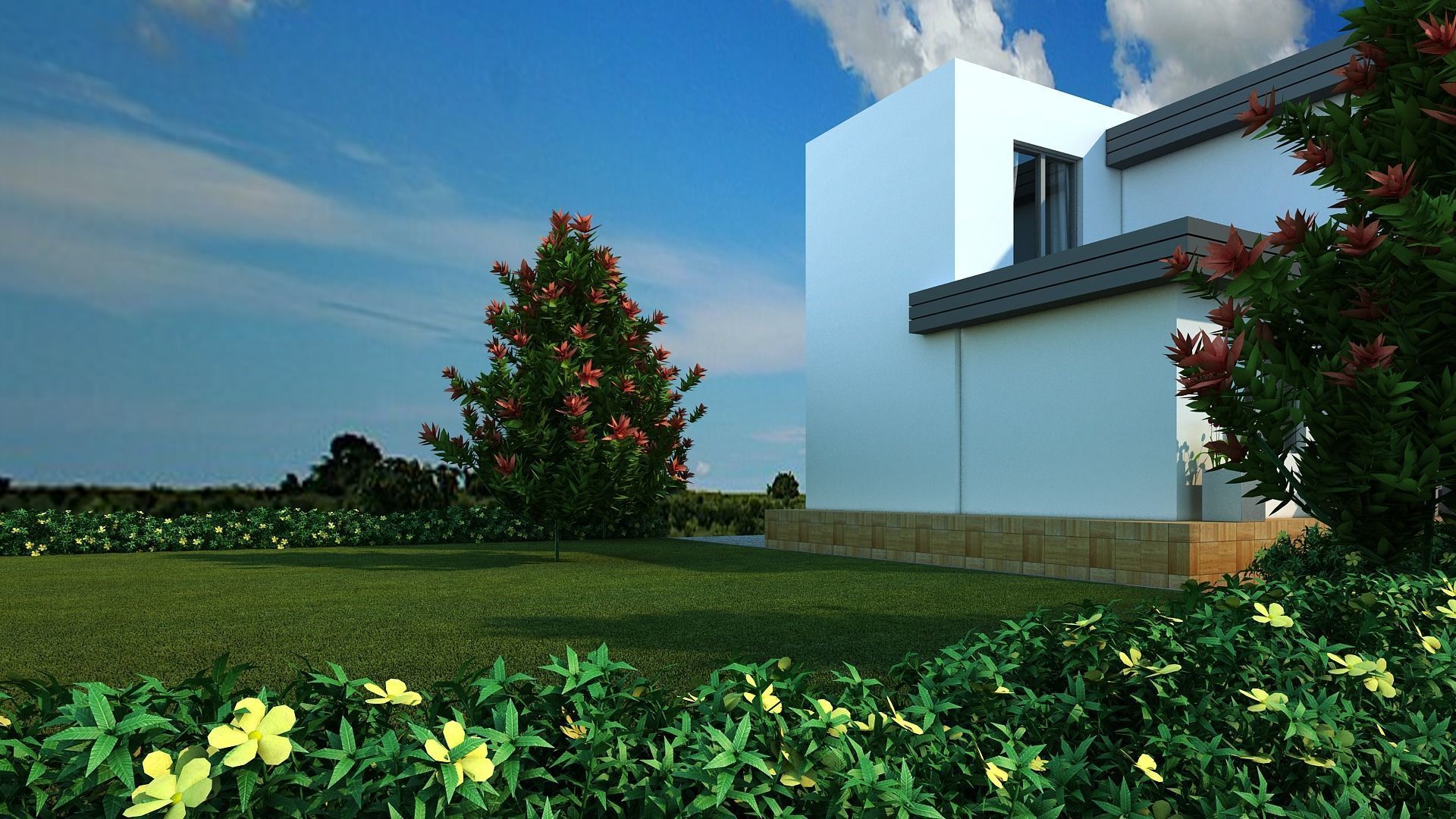 Villa modern house with swimming pool 3D model_11