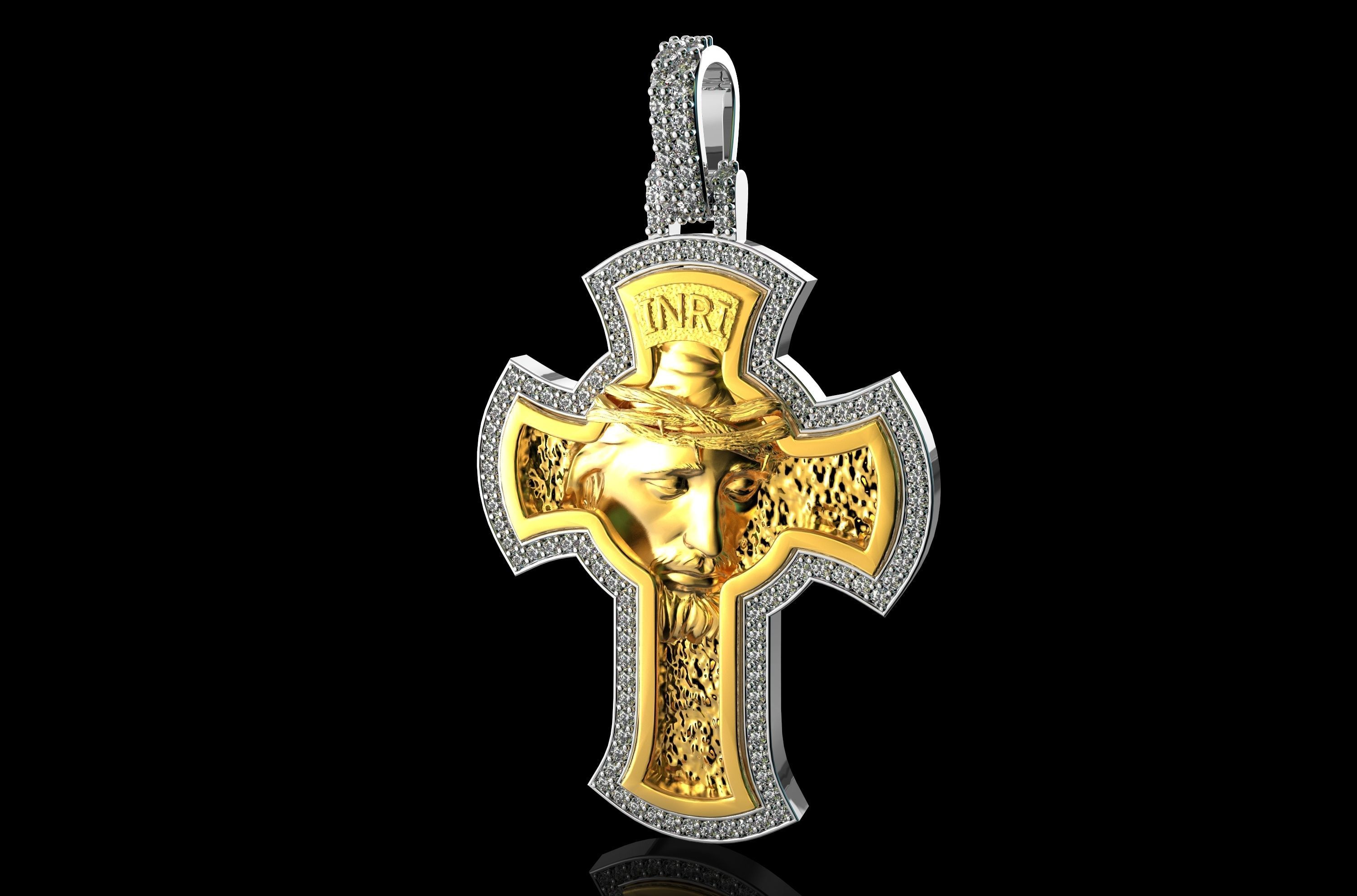 JESUS With Diamonds Pendant N3 3D print model_1