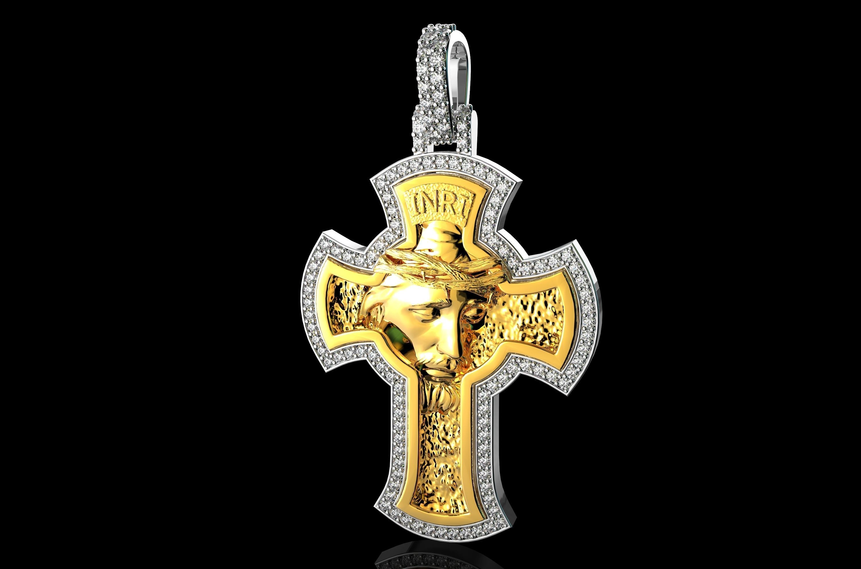 JESUS With Diamonds Pendant N3 3D print model_4