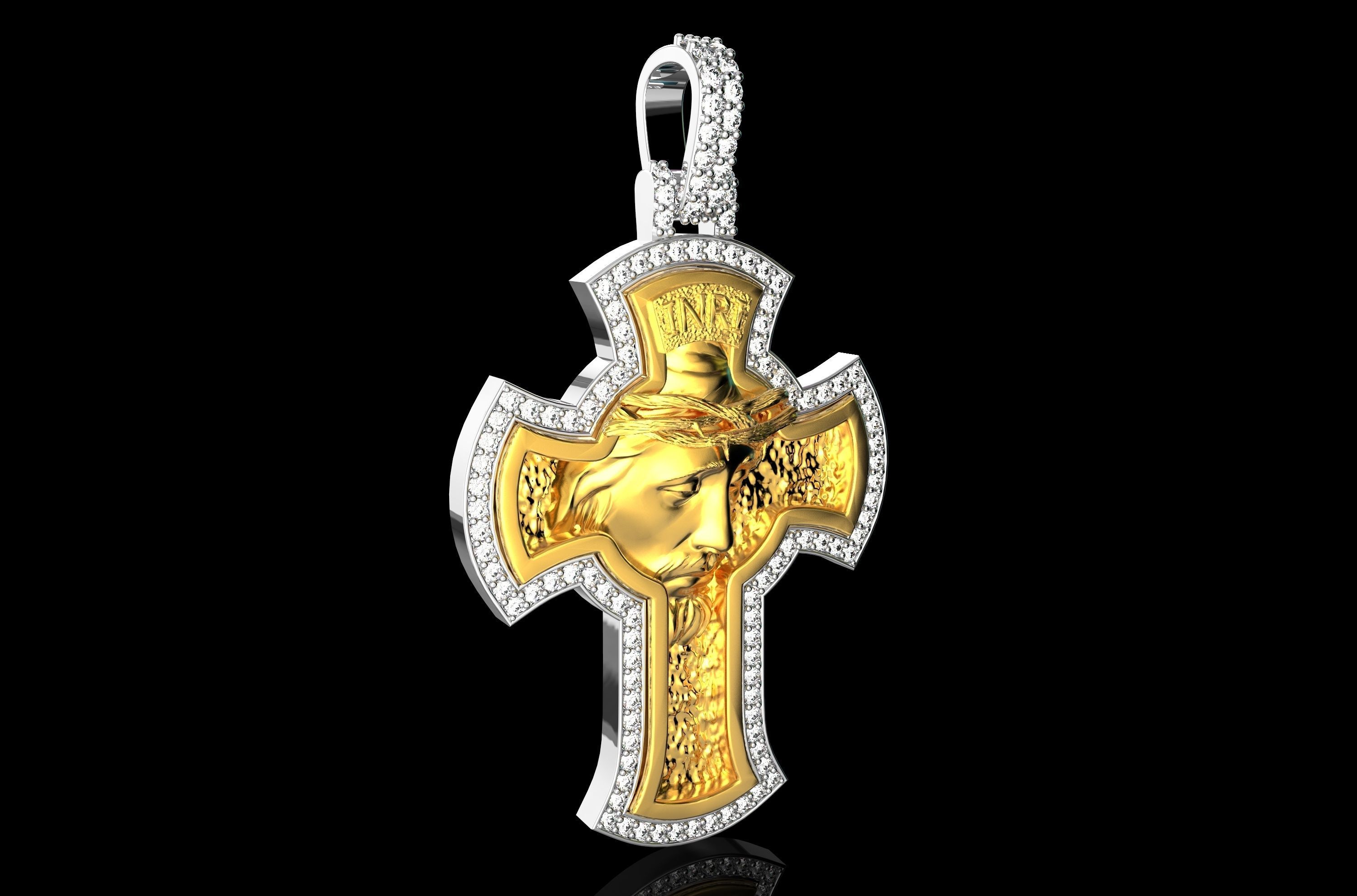 JESUS With Diamonds Pendant N3 3D print model_2