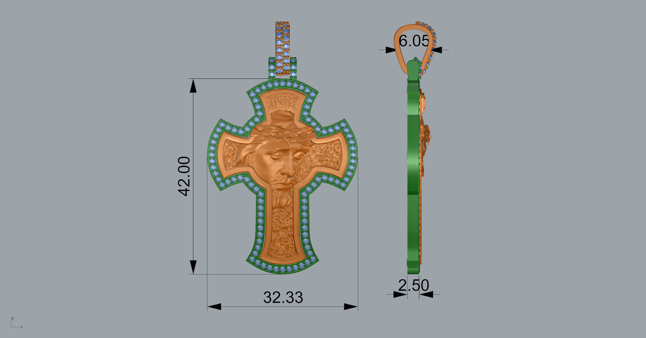 JESUS With Diamonds Pendant N3 3D print model_5
