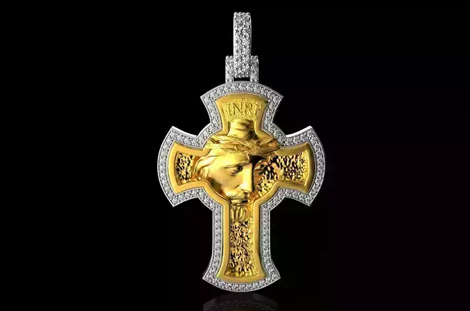 JESUS With Diamonds Pendant N3