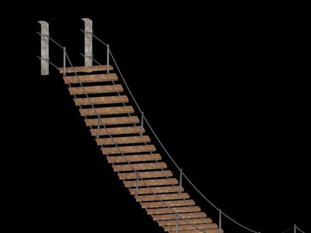 Old wooden Bridge - Mountain Bridge Low-poly 3D model_4