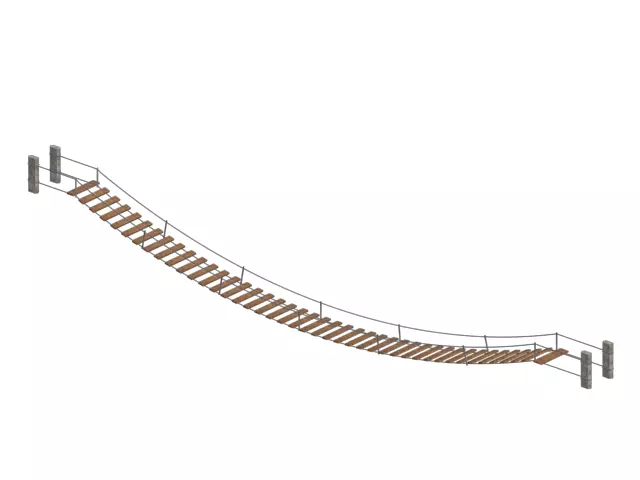 Old wooden Bridge - Mountain Bridge Low-poly 3D model_0