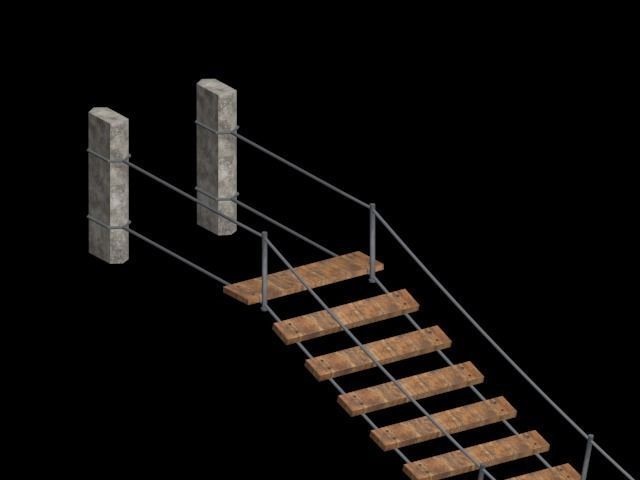 Old wooden Bridge - Mountain Bridge Low-poly 3D model_1