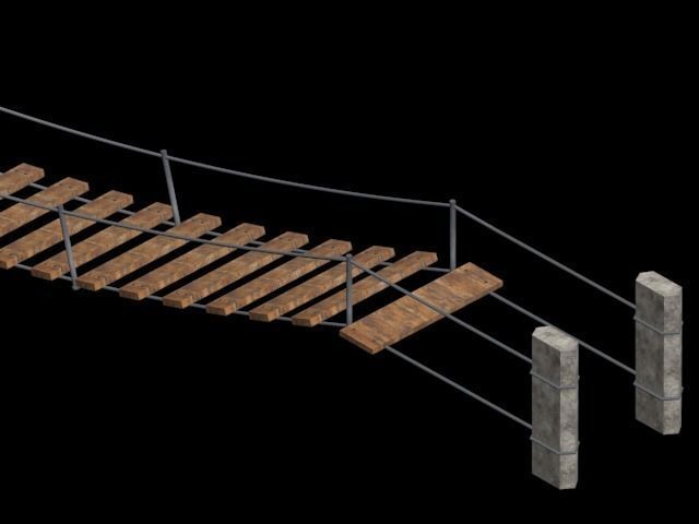 Old wooden Bridge - Mountain Bridge Low-poly 3D model_2