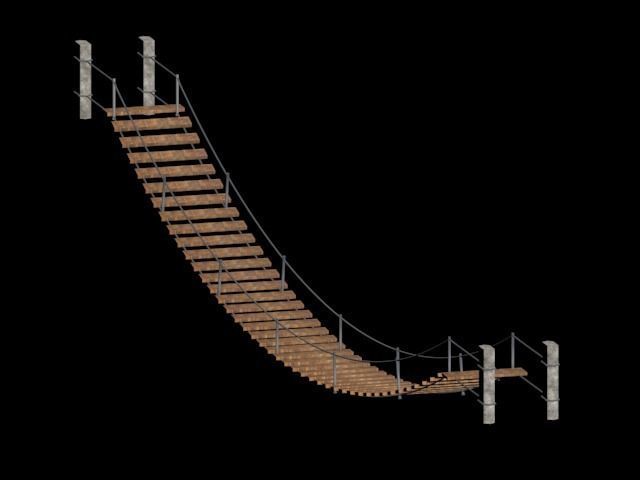Old wooden Bridge - Mountain Bridge Low-poly 3D model_3