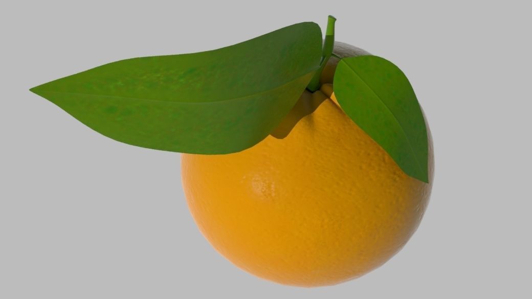 Orange with leaf 3D model_3