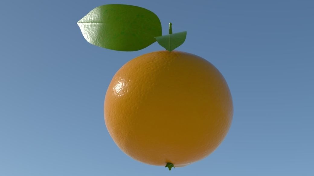Orange with leaf 3D model_1