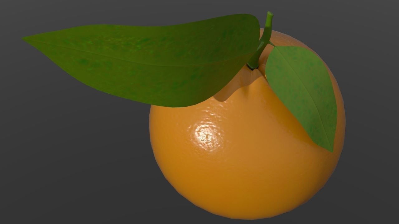 Orange with leaf 3D model_5
