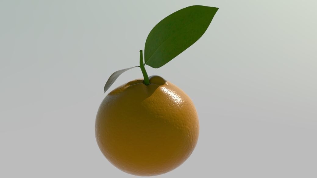 Orange with leaf 3D model_2