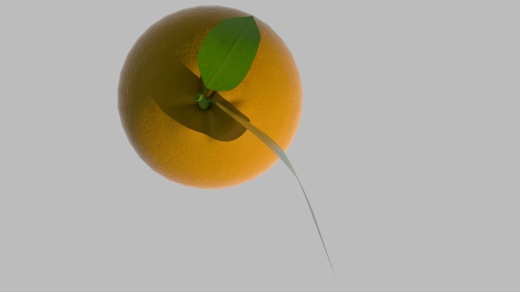 Orange with leaf 3D model_4