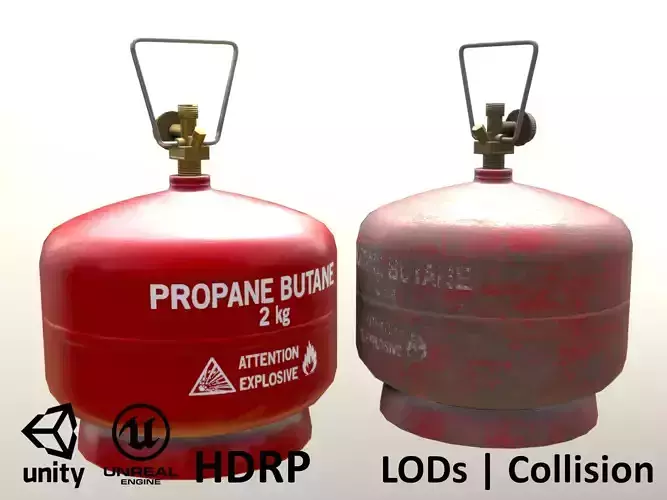 Gas Cylinder 2 kg Red Low-poly 3D model