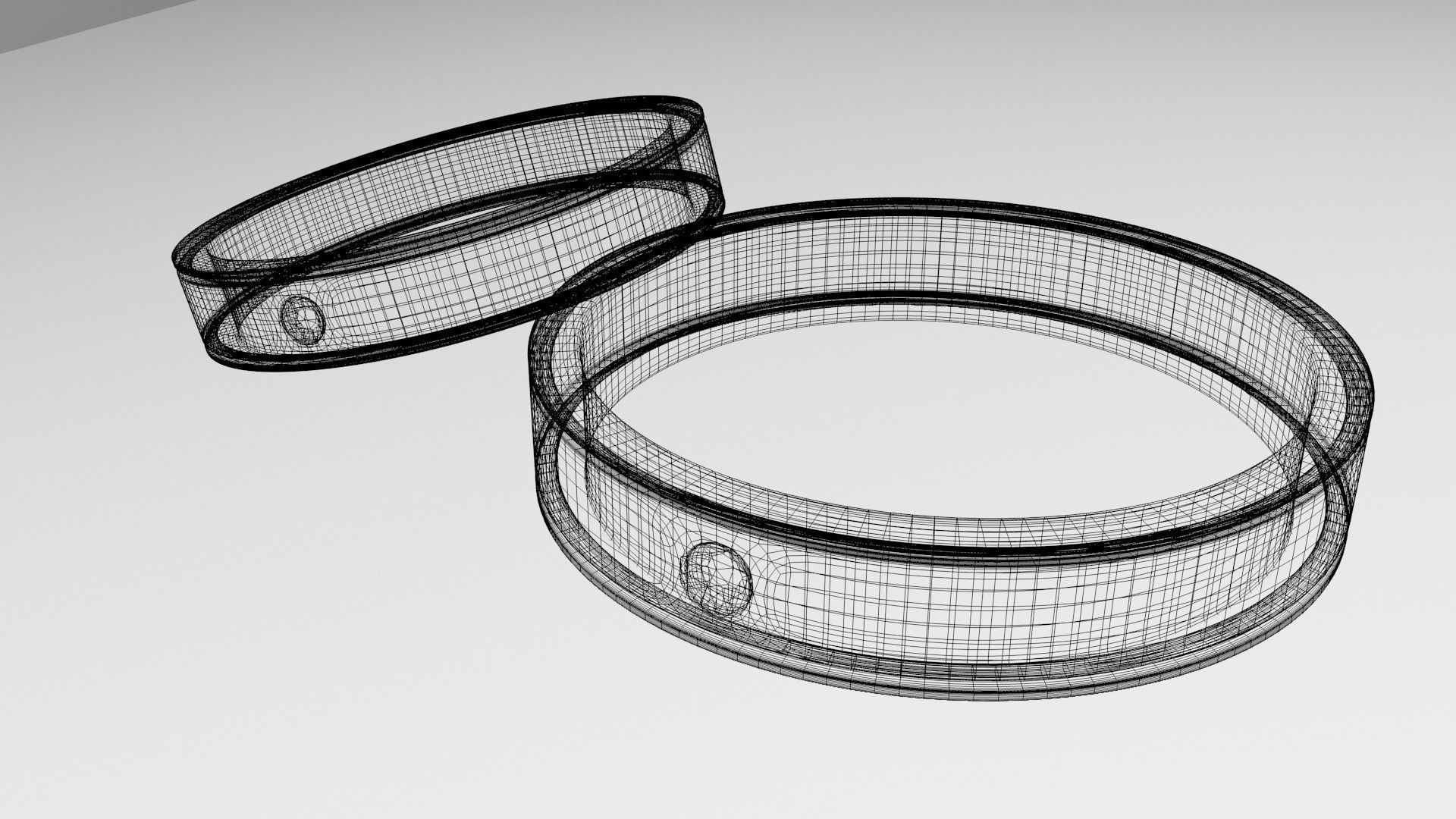 Couple Gold Ring with Diamond 3D model_5