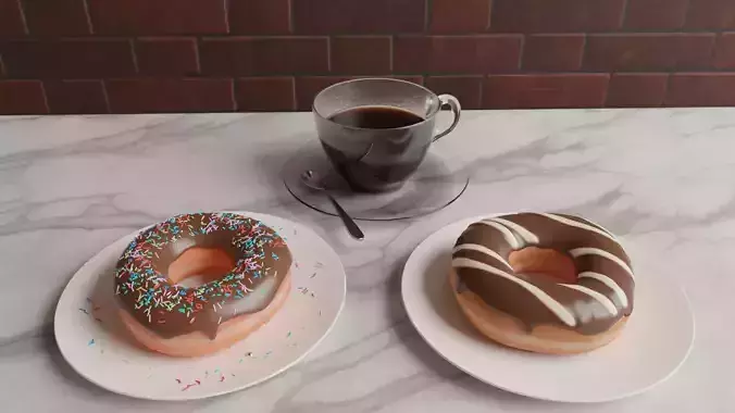Donuts and Coffee 3D model